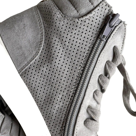 Steve Madden Gray Suede high top lace up side zip womens tennis shoes size 6.5 - Picture 15 of 16